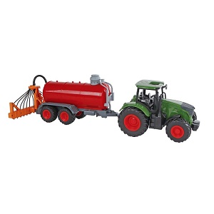 Kids Globe tractor met giertank freewheel 49cm groen/rood